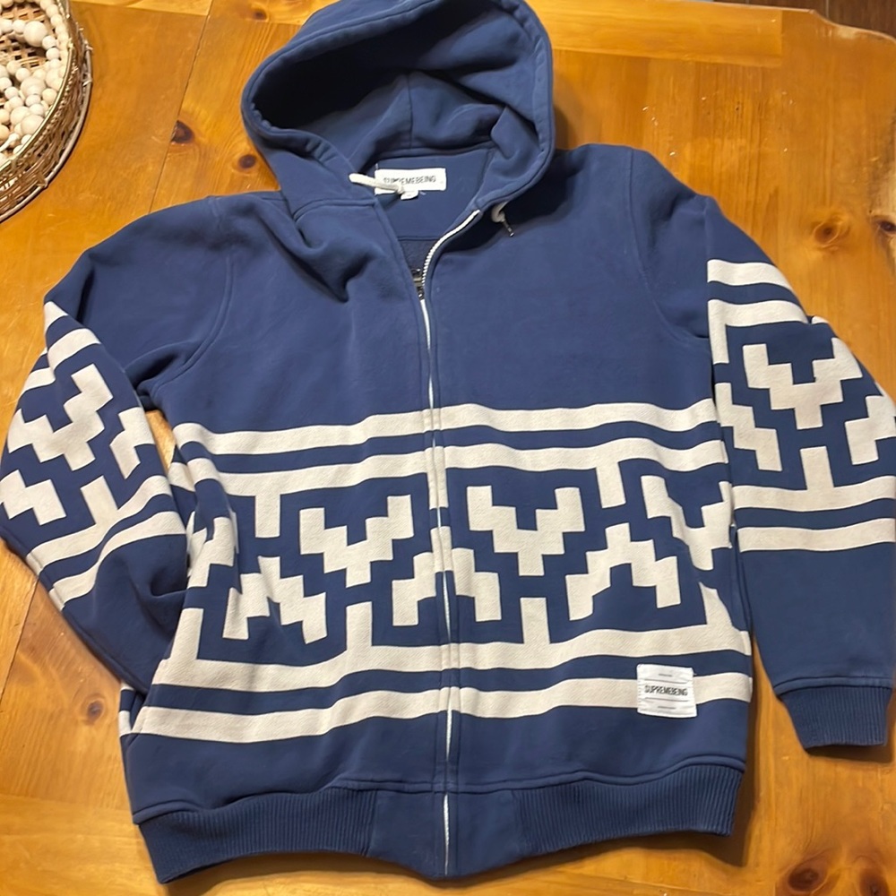 Navy and cream hoodie